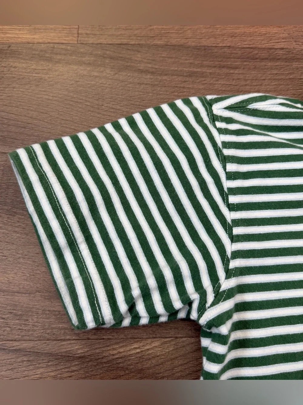 Y2K Old Navy Youth Short Sleeve Green & White Striped Polo Tee Size Small